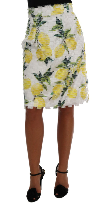 Dolce & Gabbana Lemon Print Fringe Pencil Skirt