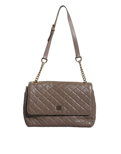 Dolce & Gabbana Brown Quilted Leather Shoulder Purse Satchel Bag