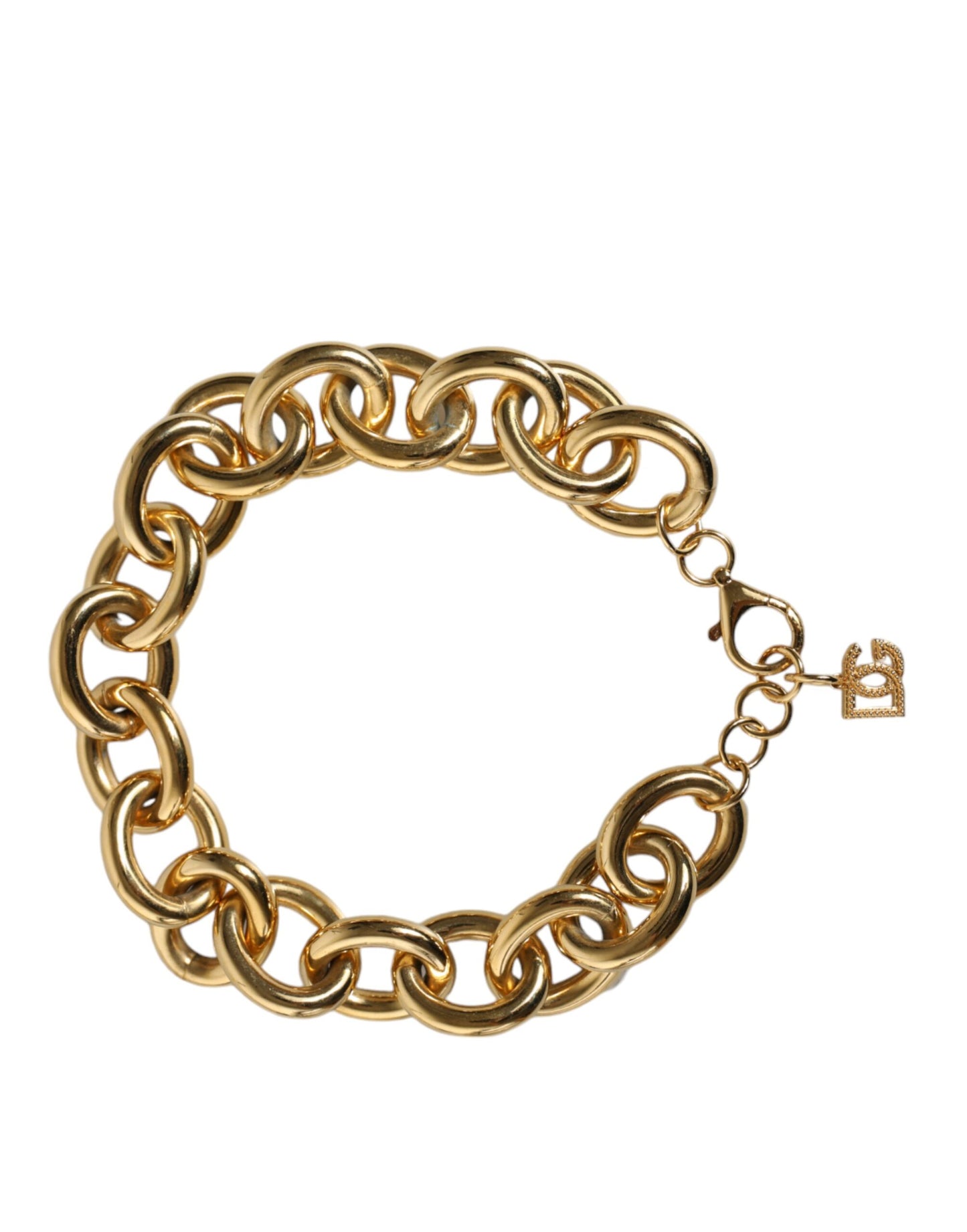 Dolce & Gabbana Gold Tone Brass Maxi Chain Lobster Clasp Logo Bracelet