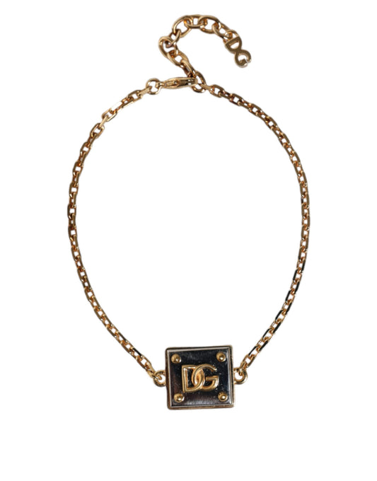 Dolce & Gabbana Gold Brass Chain Logo Sicily Pendant Necklace