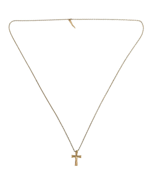 Dolce & Gabbana Gold Tone Brass Chain Cross Pendant Jewelry Necklace