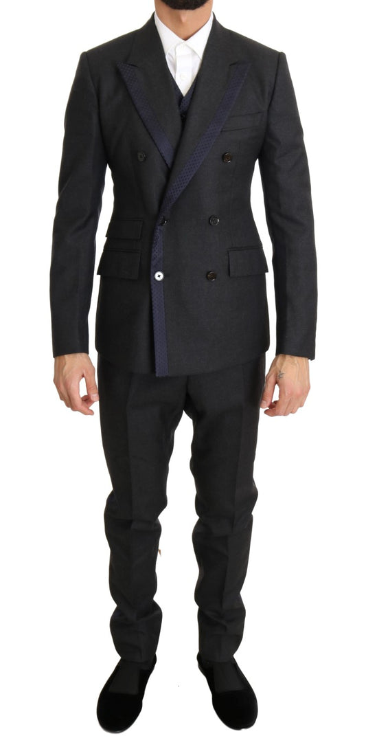 Dolce & Gabbana Elegant Gray Polka Dot 3-Piece Suit