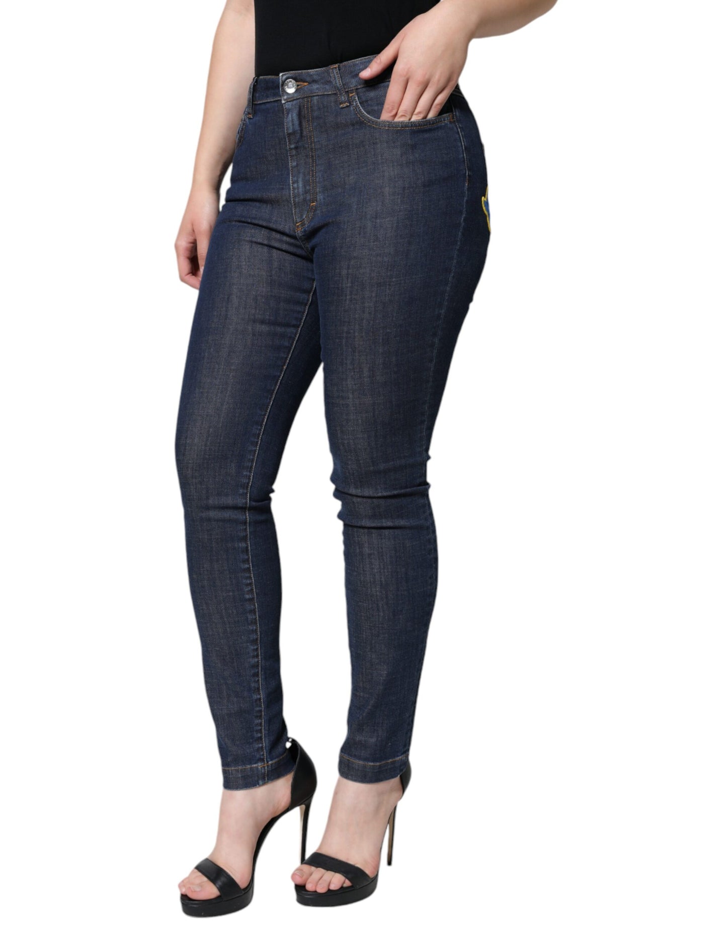 Dolce & Gabbana Dark Blue QUEEN Cotton Skinny Denim Jeans