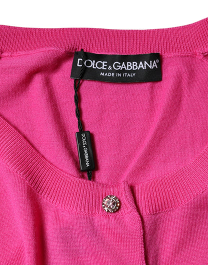 Dolce & Gabbana Pink Wool Button Down Short Sleeve Blouse Top