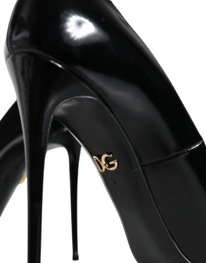 Dolce & Gabbana Black Patent Leather KATE Heels Pumps Shoes