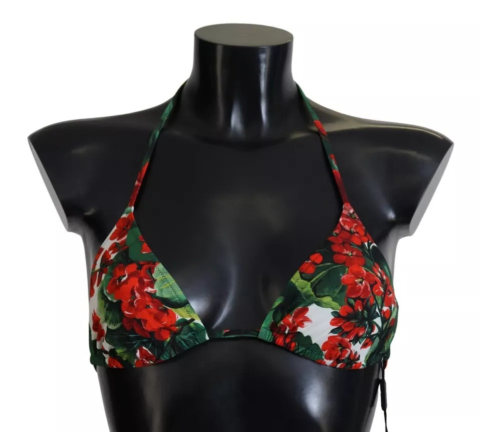 Dolce & Gabbana Multicolor Geranium Halter Beachwear Bikini Top