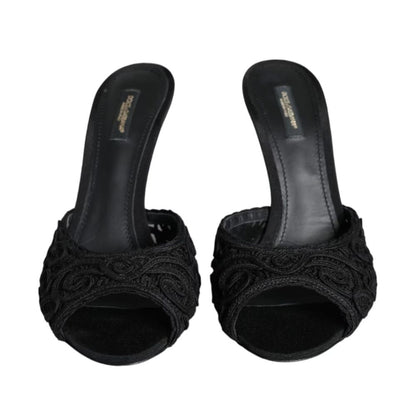 Dolce & Gabbana Black Cotton Sandal