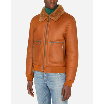 Dolce & Gabbana Brown Leather Di Lambskin Jacket