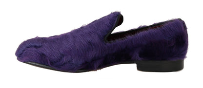 Dolce & Gabbana Plush Purple Sheep Fur Loafers