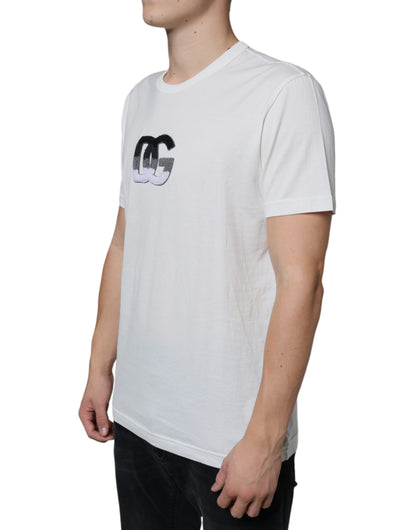 Dolce & Gabbana White Cotton DG Logo Print T-shirt