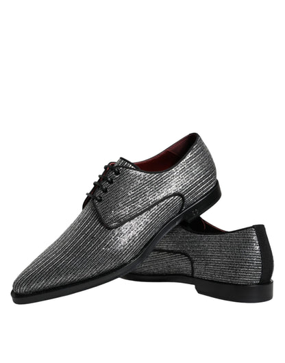 Dolce & Gabbana Silver Polyurethane Derby Formal Dress Shoes