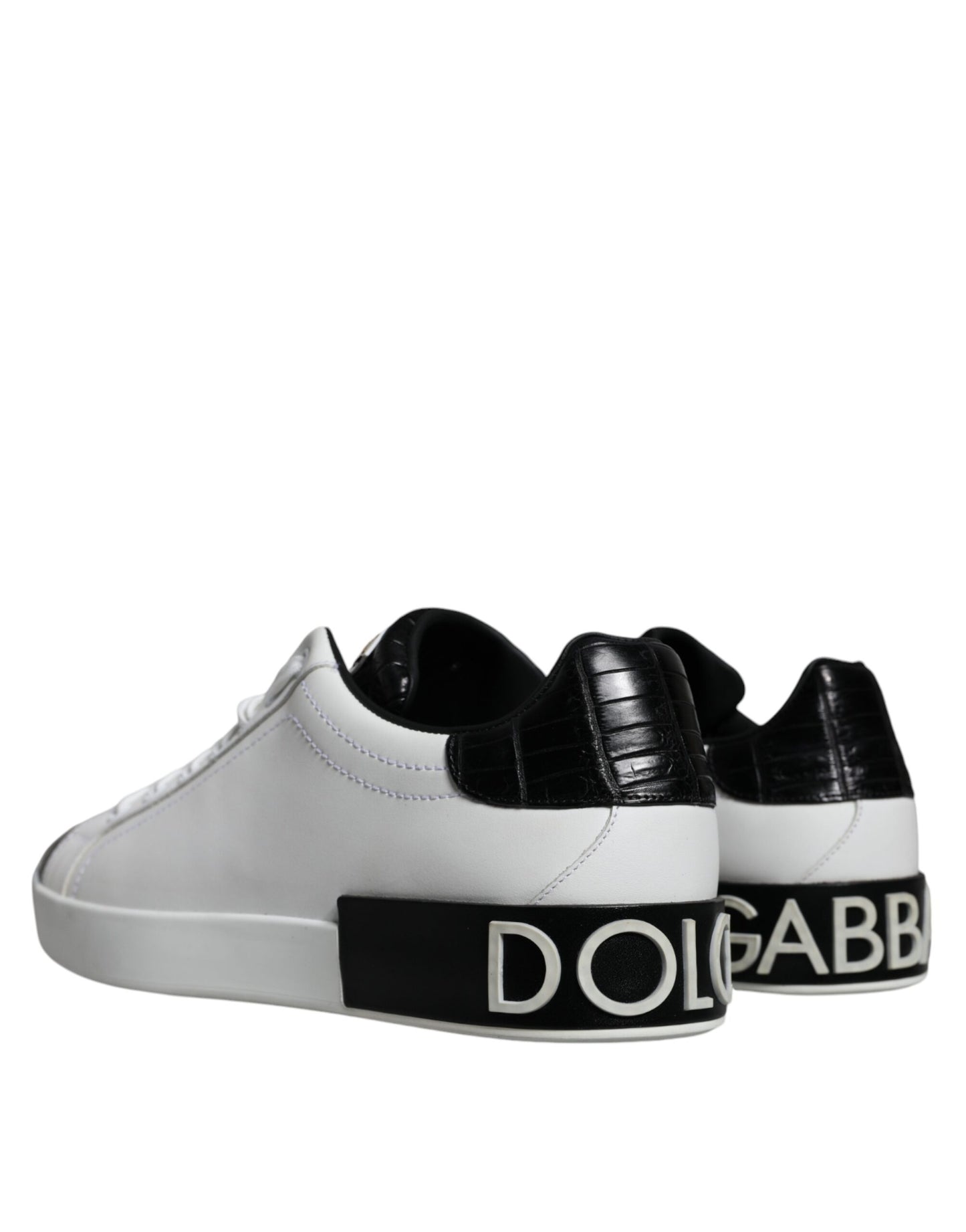 Dolce & Gabbana White Leather Logo Portofino Sneaker Shoes