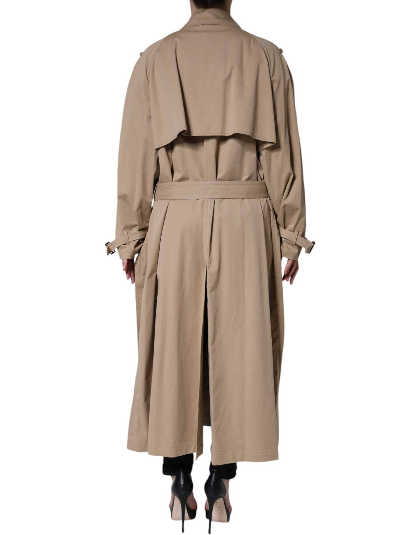 Dolce & Gabbana Khaki Double Breasted Trench Coat Jacket