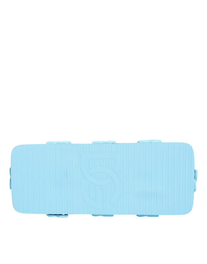 Dolce & Gabbana Light Blue Rubber Slides Flats Sandals Shoes