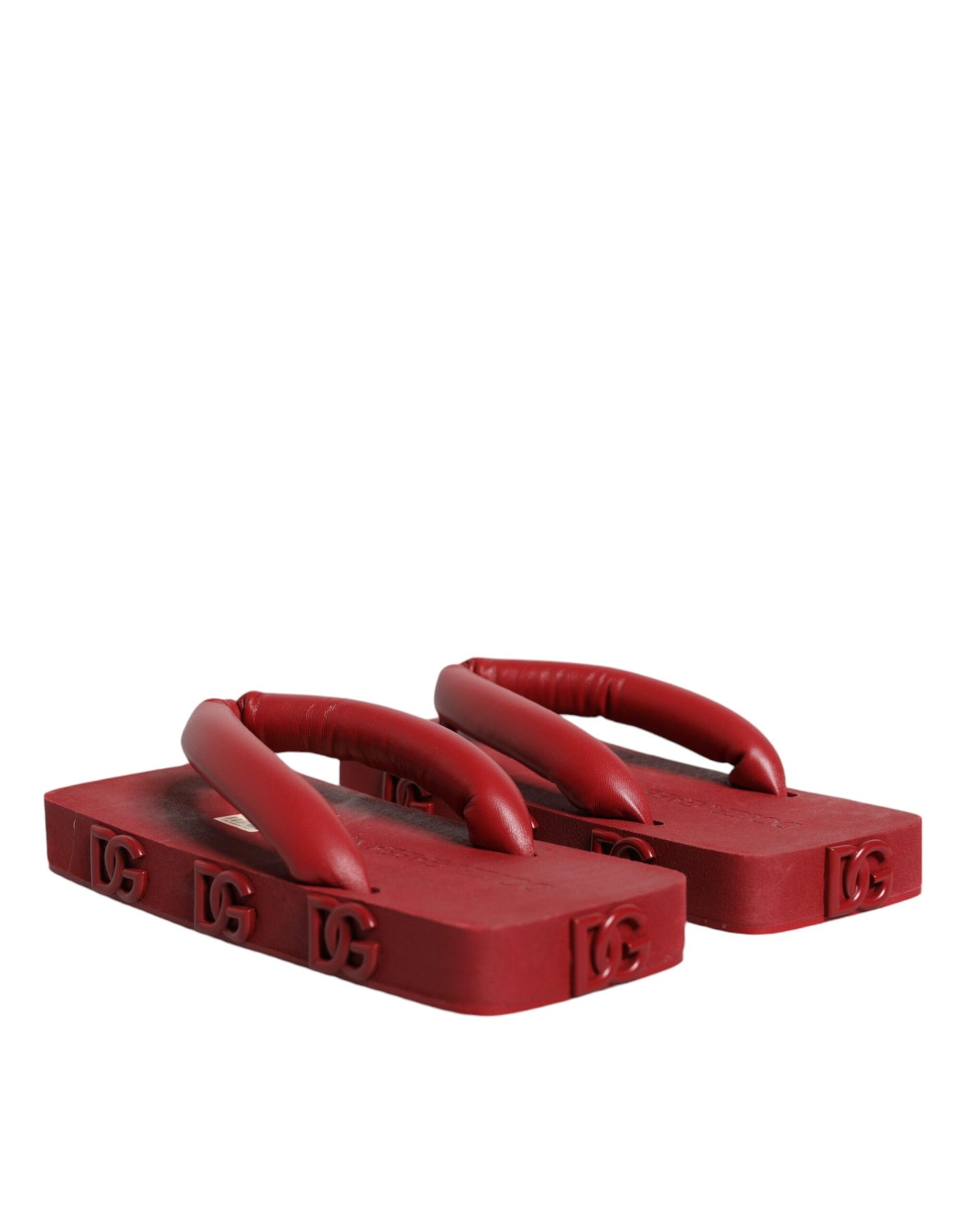 Dolce & Gabbana Red Rubber Slides Sandals Flip Flops Shoes