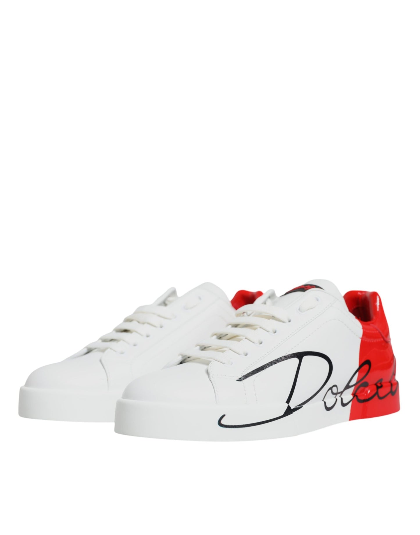 Dolce & Gabbana White Red Portofino Low Top Sneakers Shoes