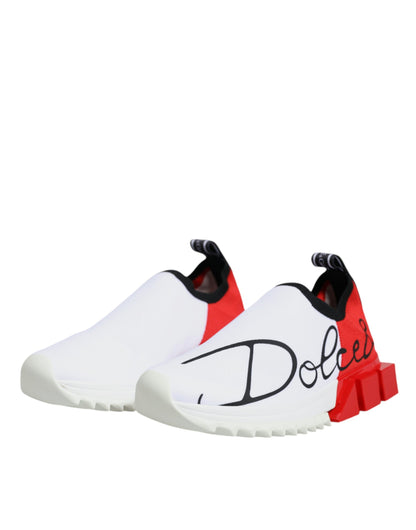 Dolce & Gabbana White Red Low Top Sorrento Men Sneakers Shoes