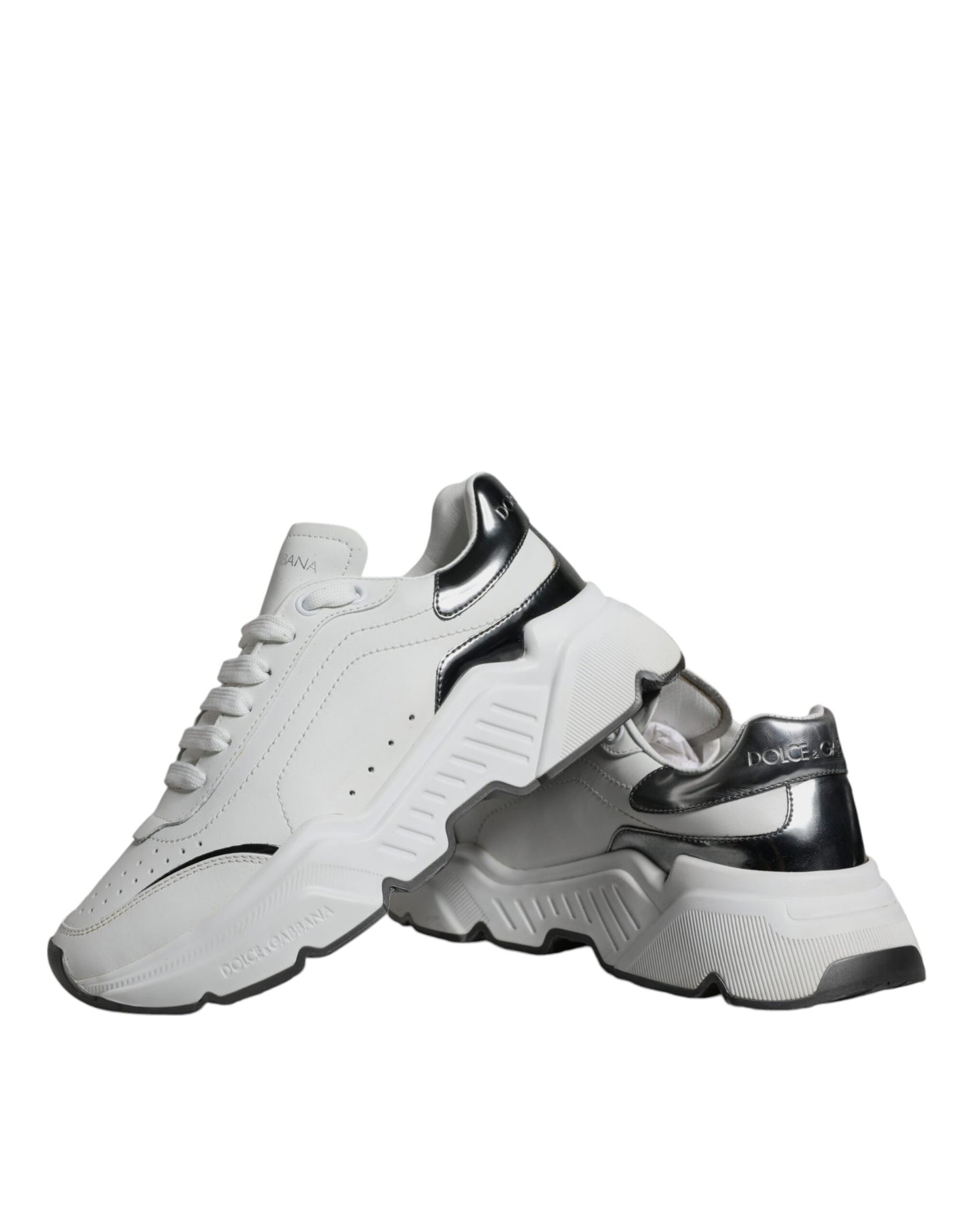 Dolce & Gabbana Silver White Daymaster Low Top Sneakers Shoes