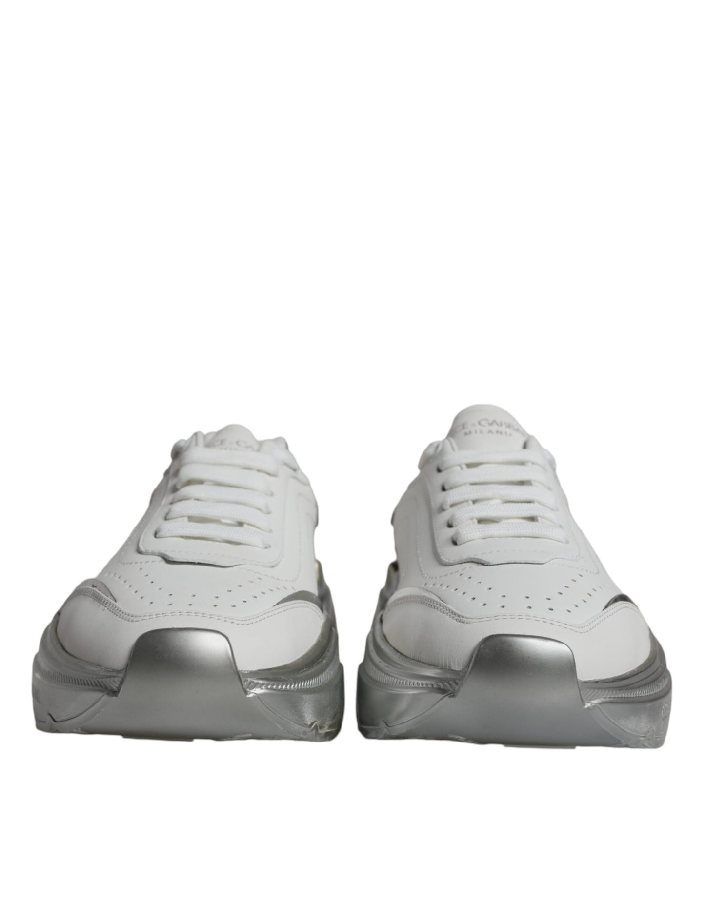 Dolce & Gabbana Silver White Daymaster Low Top Sneakers Shoes