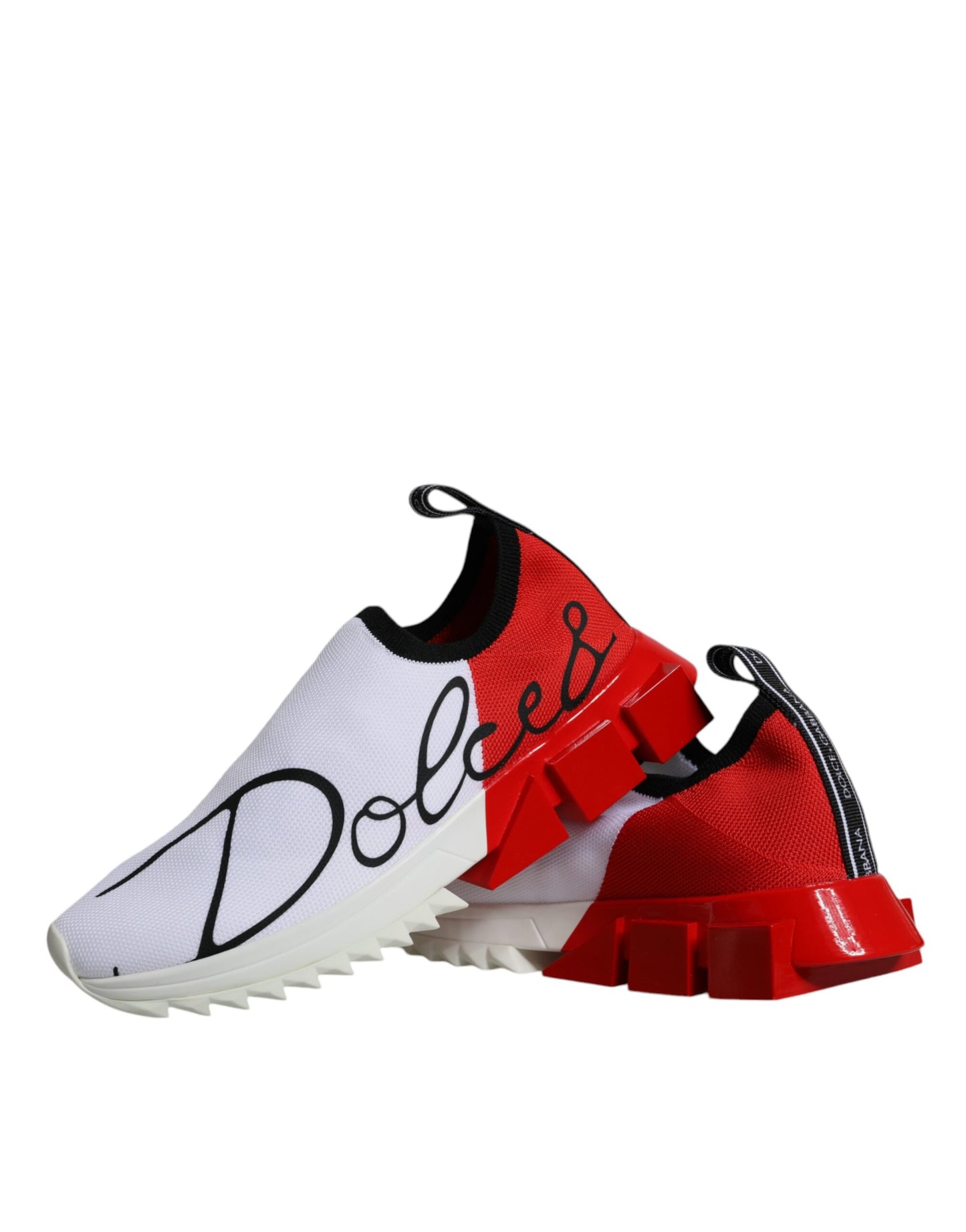 Dolce & Gabbana White Red Low Top Sorrento Men Sneakers Shoes