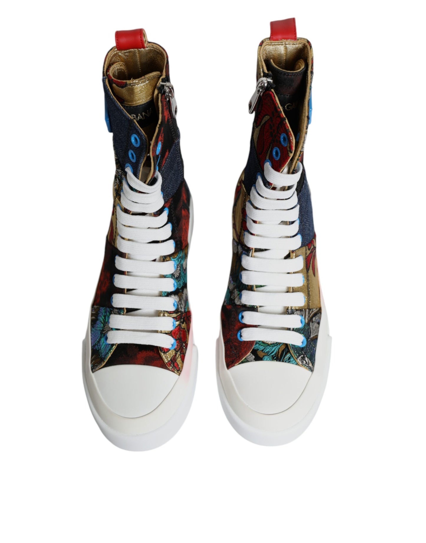 Dolce & Gabbana Multicolor Patchwork Logo High Top Sneakers Shoes