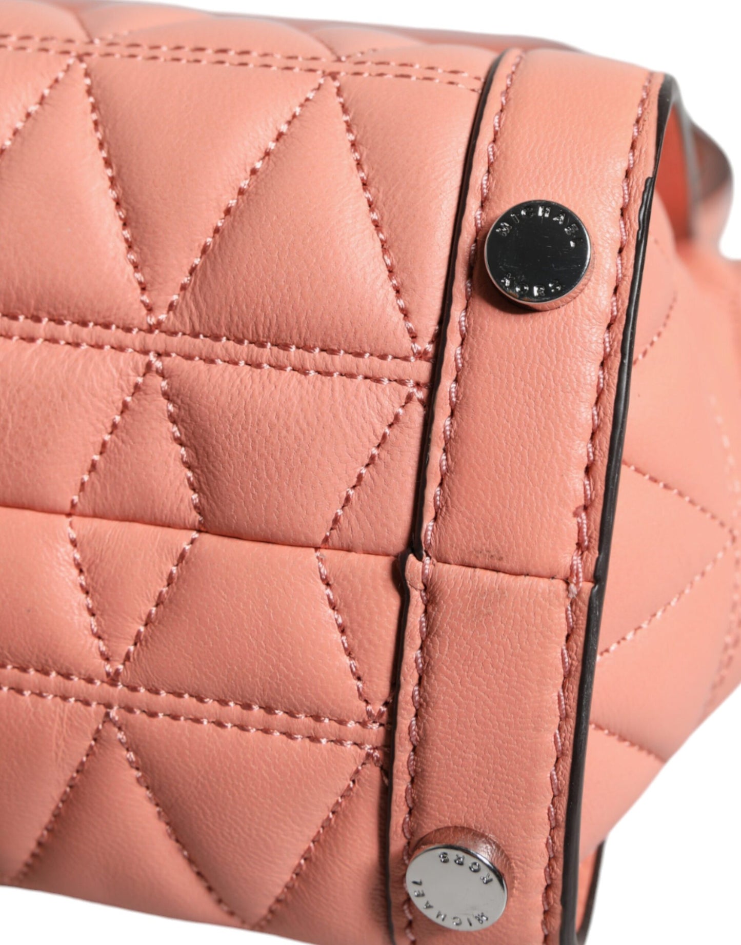 Michael Kors Peach Quilted Leather Logo Crossbody VIVIANNE Messenger Bag