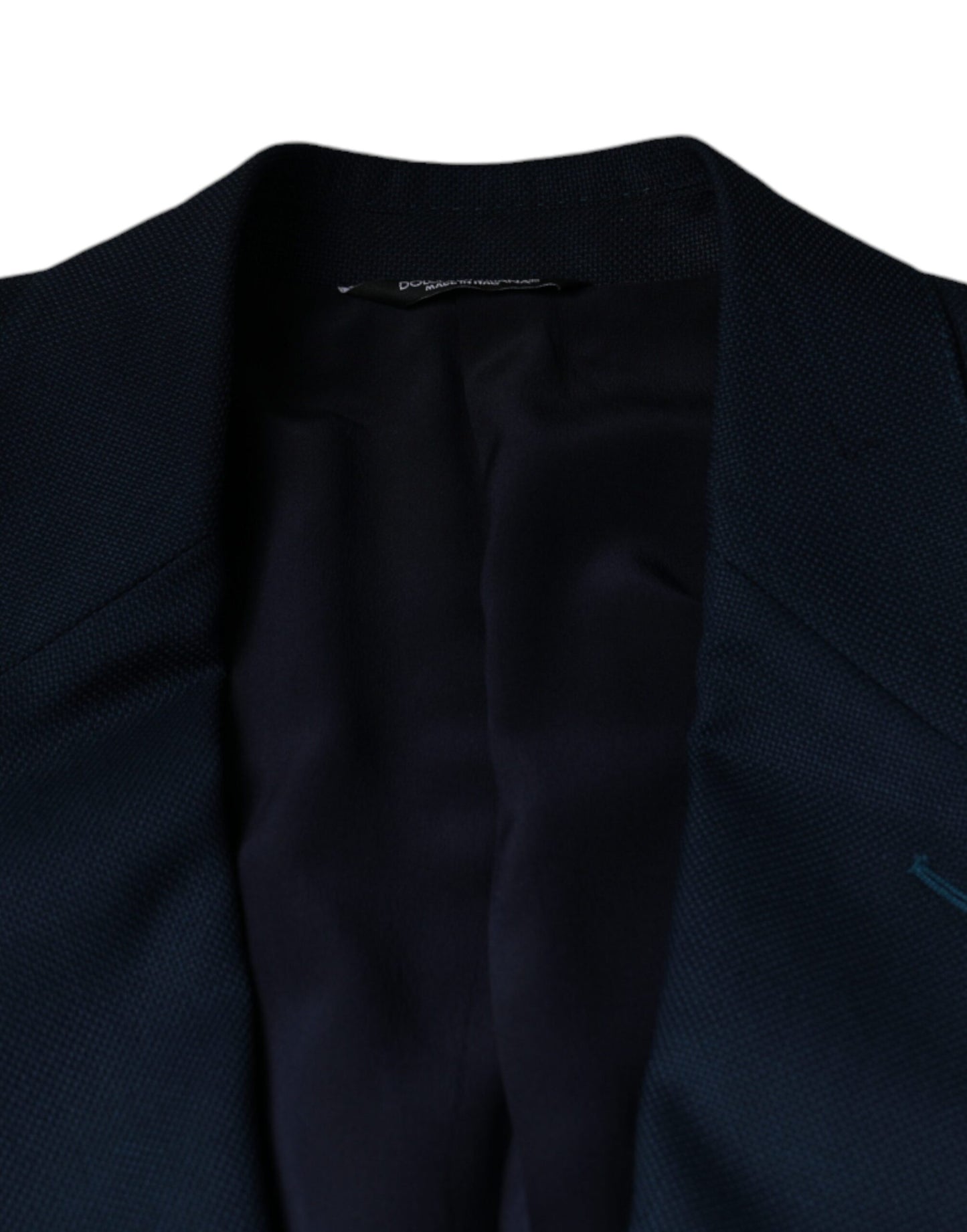 Dolce & Gabbana Blue Wool Logo Single Breasted Coat Blazer