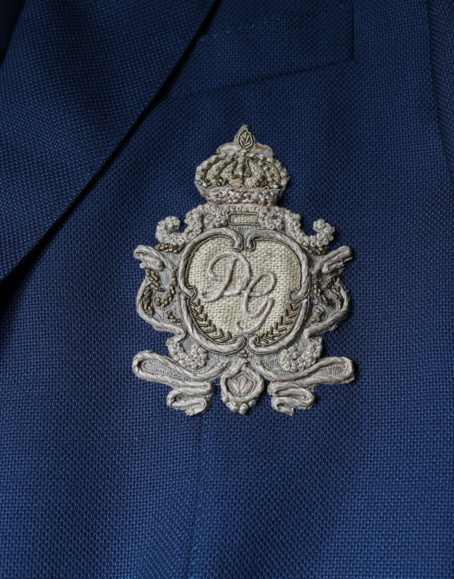 Dolce & Gabbana Blue Wool Logo Single Breasted Coat Blazer