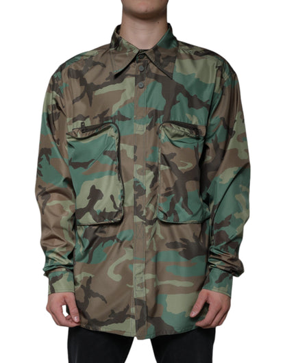 Dolce & Gabbana Multicolor Camouflage Button Down Shirt