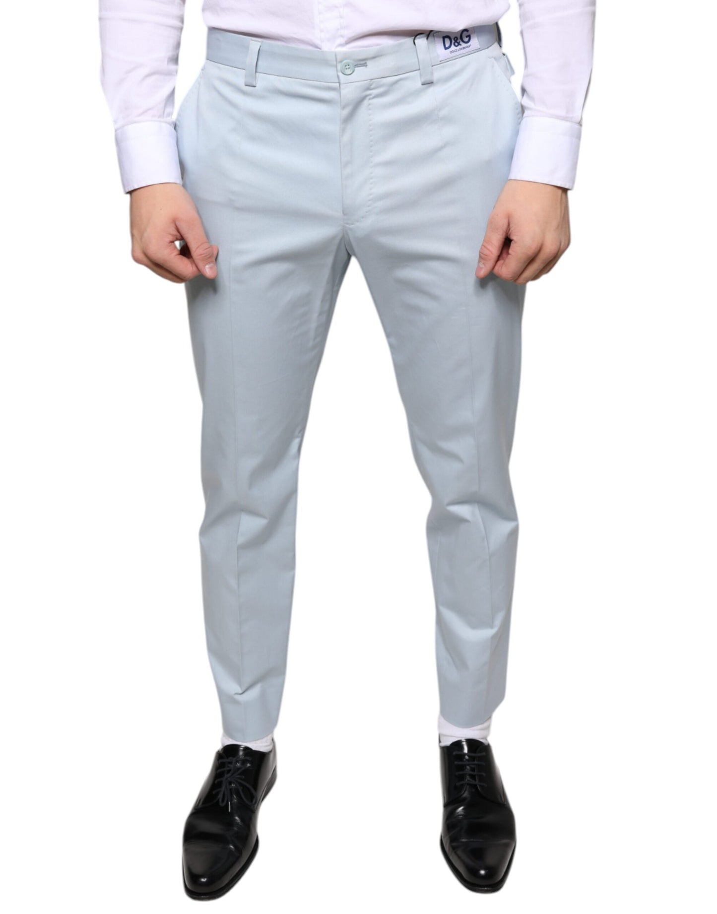 Dolce & Gabbana Light Blue Cotton Dress Pants