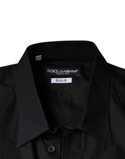 Dolce & Gabbana Black King Crown Embroidered GOLD Dress Shirt