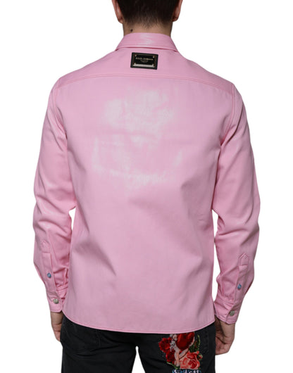 Dolce & Gabbana Pink Cotton Collared Button Down Shirt