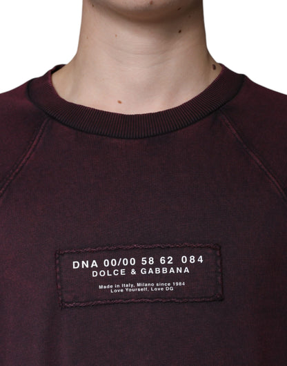 Dolce & Gabbana Maroon Logo Crew Neck Men Sweatshirt Sweater