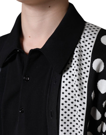 Dolce & Gabbana Black White Polka Dot Collared Polo T-shirt