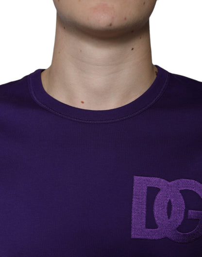 Dolce & Gabbana Purple DG Logo Cotton Crew Neck T-shirt