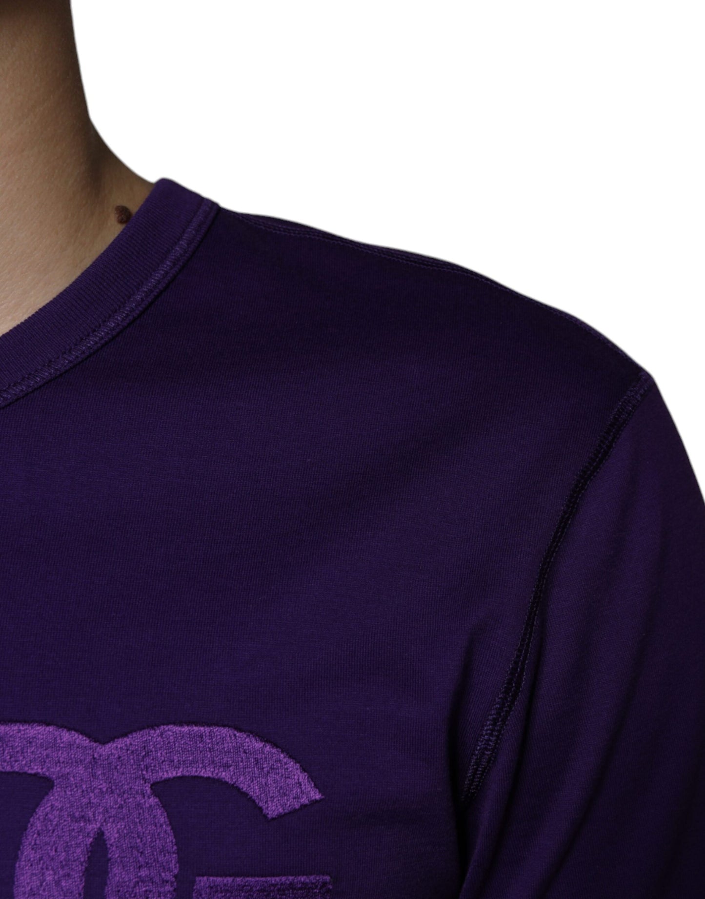 Dolce & Gabbana Purple DG Logo Cotton Crew Neck T-shirt