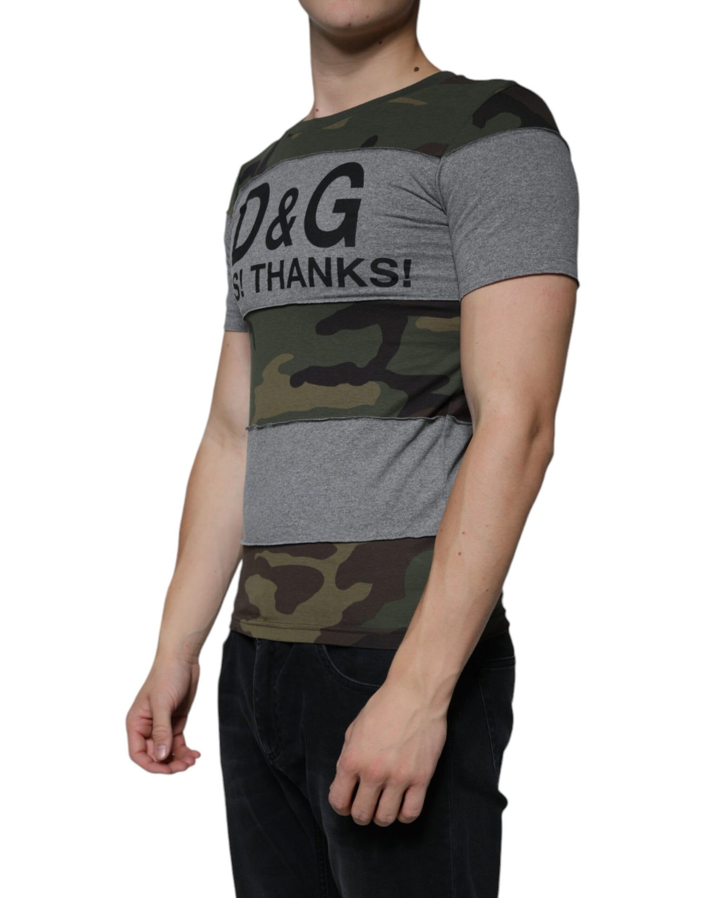 Dolce & Gabbana Multicolor Camouflage Cotton Crew Neck T-shirt