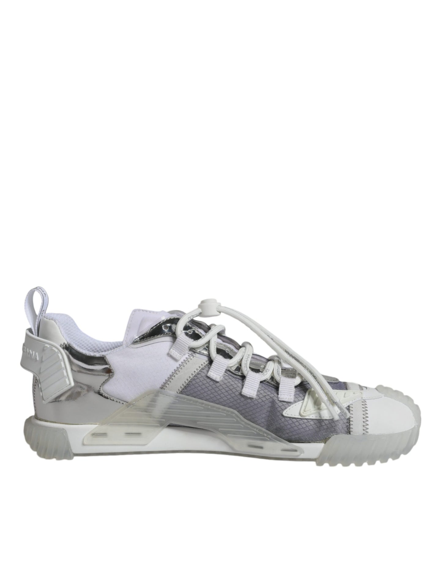 Dolce & Gabbana White Silver Low Top NS1 Sneakers Shoes