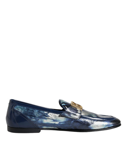 Dolce & Gabbana Blue Tie Dye DG Loafers Formal Shoes