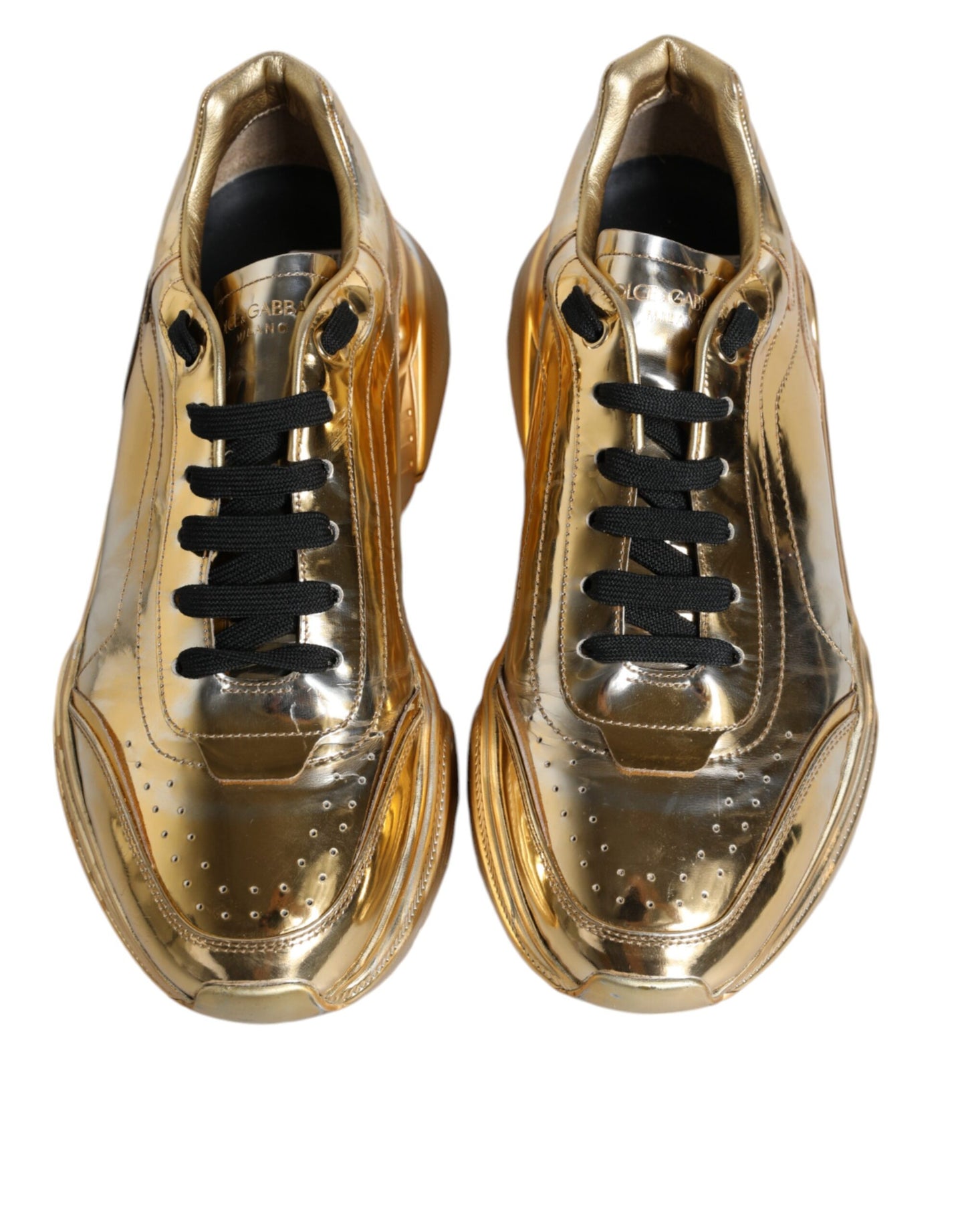 Dolce & Gabbana Gold Leather Daymaster Low Top Sneakers Shoes