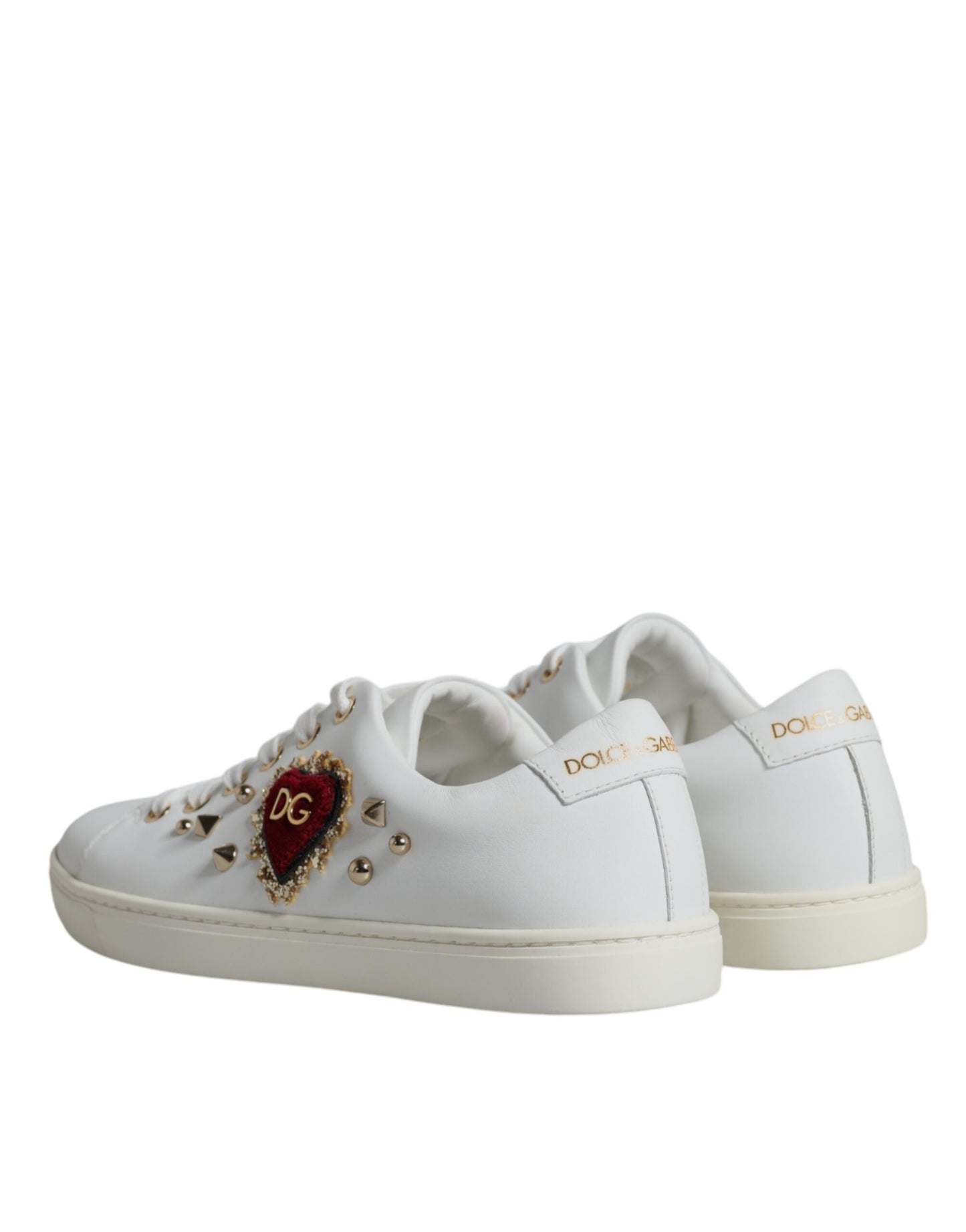 Dolce & Gabbana White Portofino Sacred Heart Sneakers Shoes