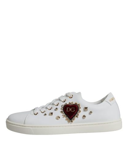 Dolce & Gabbana White Portofino Sacred Heart Sneakers Shoes