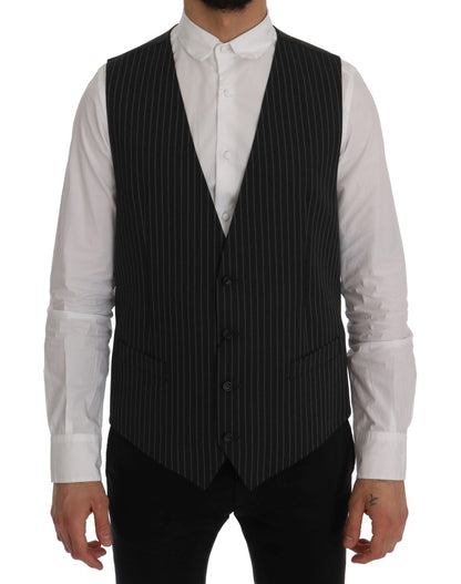 Dolce & Gabbana Elegant Gray Striped Vest Waistcoat