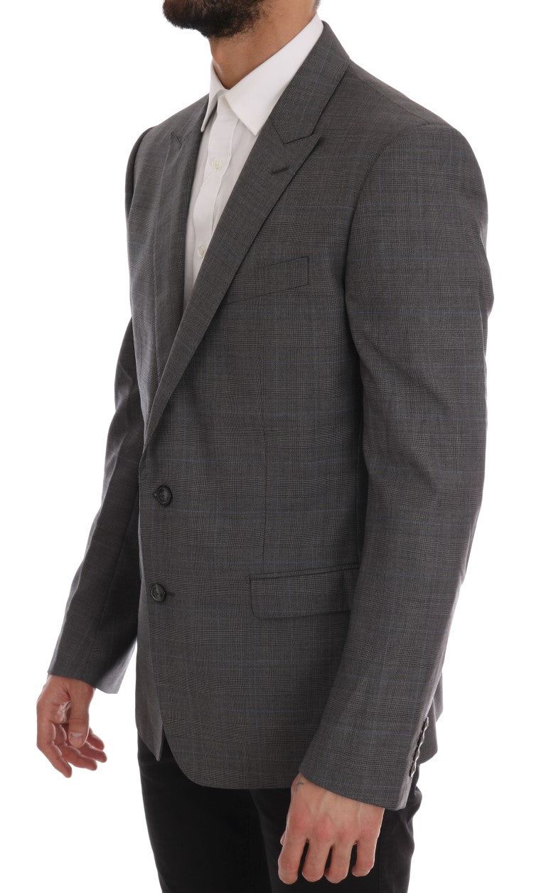 Dolce & Gabbana Sleek Gray Checkered Wool Blazer