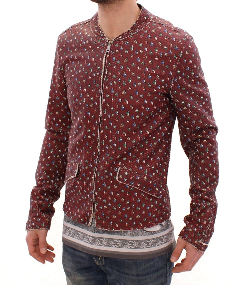 Dolce & Gabbana Exclusive Boxer Print Bordeaux Leather Jacket