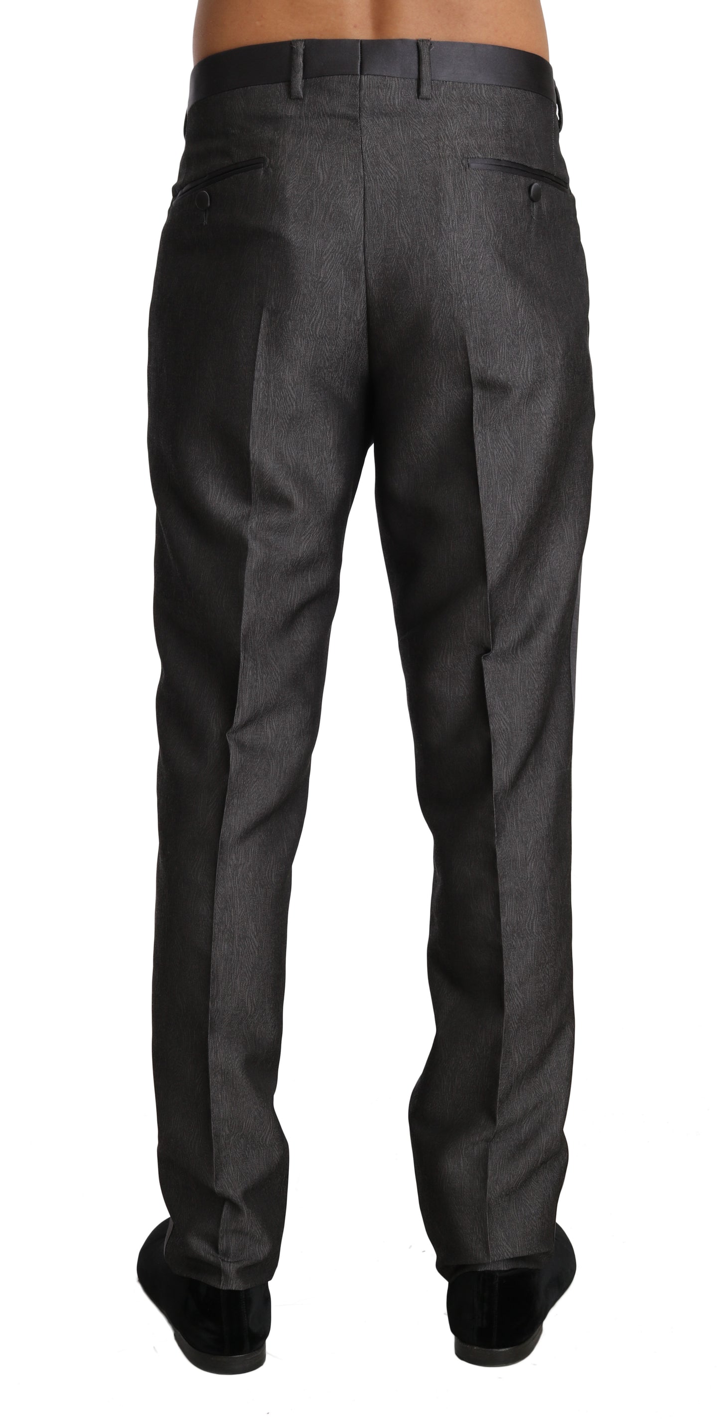 Dolce & Gabbana Elegant Patterned Gray Wool Blend Trousers