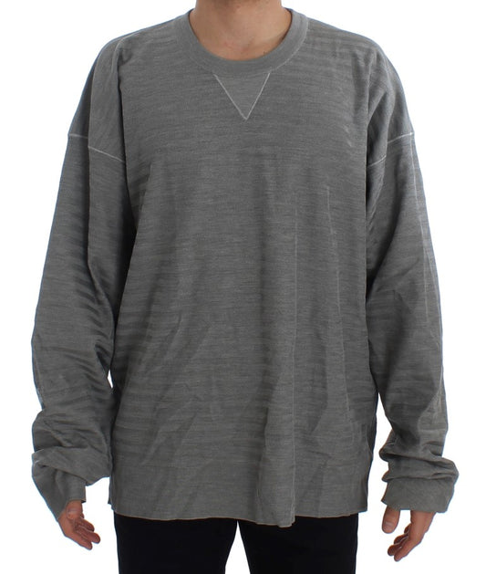 Dolce & Gabbana Elegant Gray Silk Crewneck Pullover Sweater