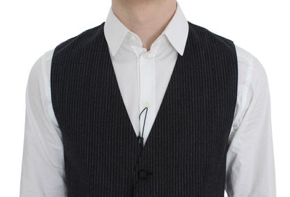 Dolce & Gabbana Elegant Gray Striped Wool Vest